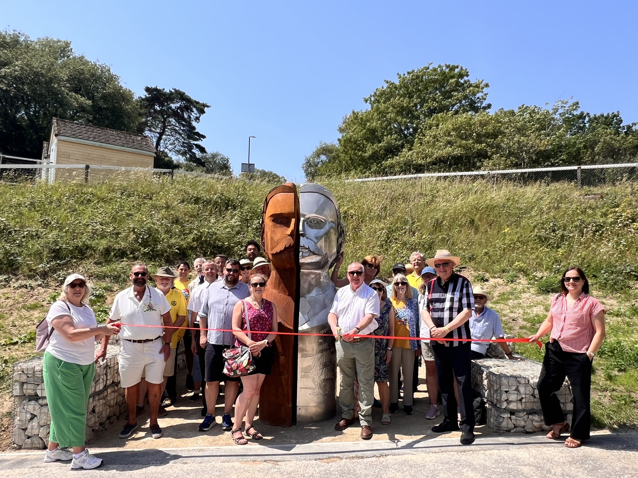 Robert Louis Stevenson sculpture ribbon cutting Bournemouth