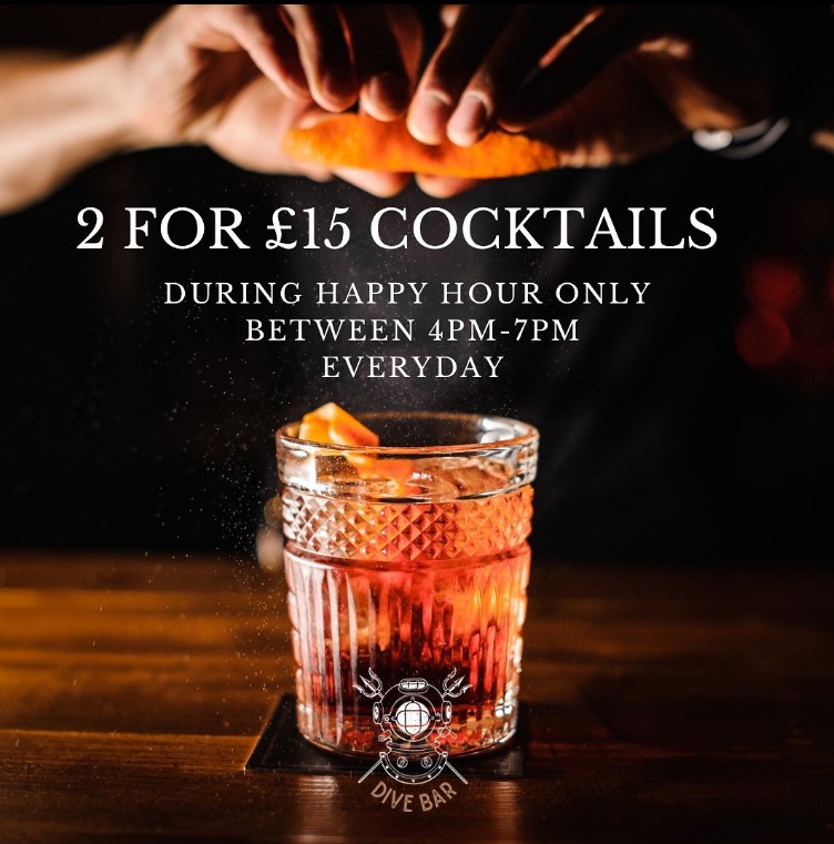 2 for £15 on cocktails 